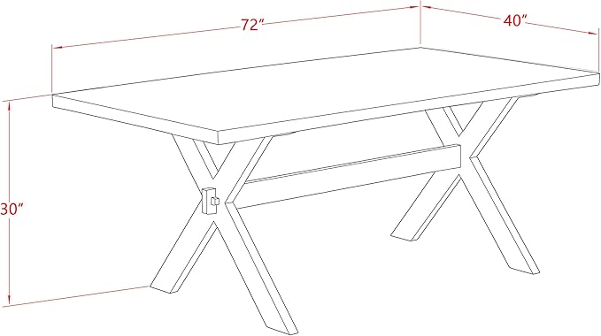 East West Furniture X727FL716-7 7 Piece Dining Set Consist of a Rectangle Dining Room Table with X-Legs and 6 Dark Khaki Linen Fabric Upholstered Parson Chairs, 40x72 Inch, Multi-Color