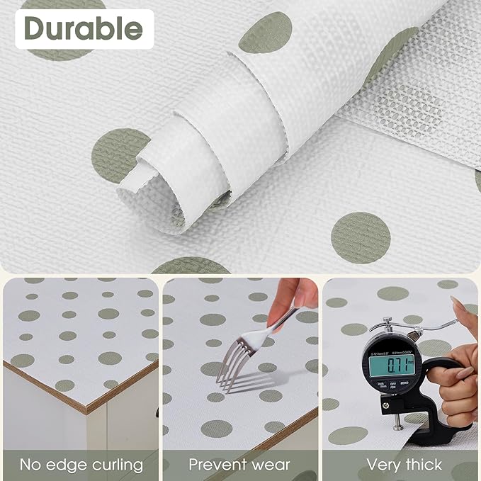 Beautysaid Shelf and Drawer Liner for Kitchen Cabinet, Non Adhesive Non Slip Shelf Paper Waterproof Washable Thickened for Dresser Pantry Shelve Bathroom Protector Liner(Polka Dot,12 in x 30 FT)