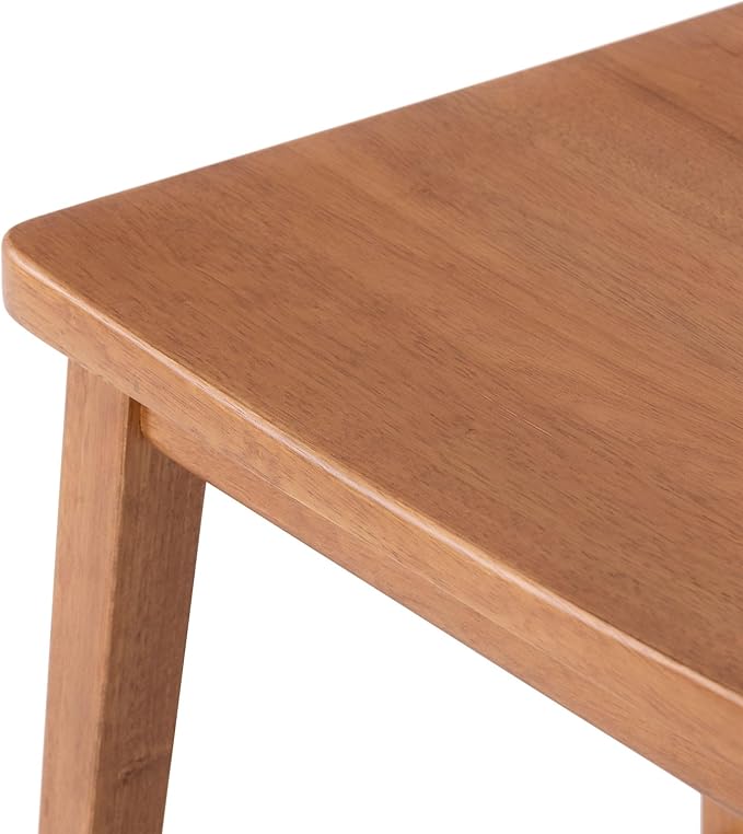 Plank+Beam Smythe Dining Stool, 18",Set of 4, Sturdy Wood Modern Kitchen Stool, Saddle Seat Backless Chair, Metal Footrest, Pecan