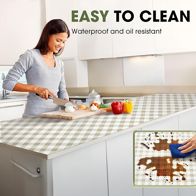 Beautysaid Shelf and Drawer Liner for Kitchen Cabinet, Non Adhesive Non Slip Shelf Paper Waterproof Washable Thickened for Dresser Pantry Shelve Bathroom Protector Liner(Checkered,23.6 in x 10 FT)