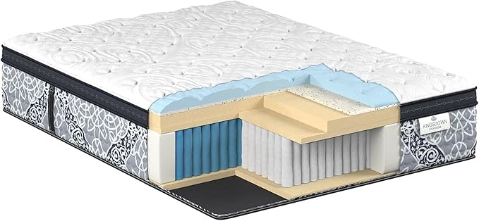 Kingsdown Firm Euro Pillow Top Hybrid Full/Double Mattress Cooling Gel Memory Foam Layer Multi-Layered Motion Isolation Cool Sleep Quilted Top Luxury Mattresses, 15-inch, Passions Engleson