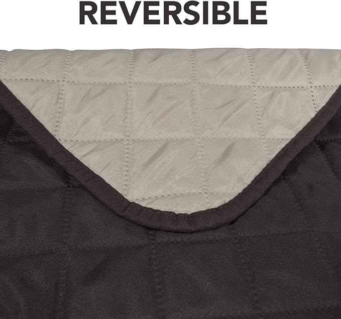 PureFit Reversible Sofa Cover Water Resistant Loveseat Couch Cover, Machine Washable Furniture Cover with Non-Slip Foam and Adjustable Strap for Dogs, Pets (Loveseat, Chocolate/Beige)