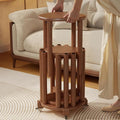 Stackable Stools Set of 4, Wooden Stool 18 Inch Stool Stackable Side Tables Nesting Table Sturdy and Durable, No Installation Required for End Table,Top Stackable Round Stools (Walnut Mobile)