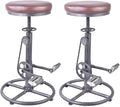 Topower Vintage DIY Bar Stool Bicycle Chain Iron Pedal Retro Industrial Height Adjustable Bicycle Wheel Design bar Chair Set of 2 Silver