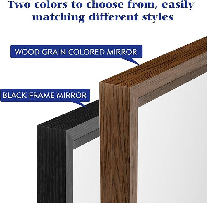 Rectangle Walnut Bathroom Mirror 40x30 Inch, Anti-Rust 4MM Tempered Glass, Modern Vanity Mirror for Bathroom, Horizontal or Vertical Wall Mount