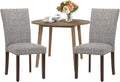 COLAMY 3-Piece Extendable Dining Table Set for 2, 36" Kitchen Round Wood Table with 2 Nailhead Dining Room Chairs,Light Brown/Boho