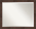 Amanti Art Brown Wall Mirror 25x31 Wildwood Brown Narrow Rectangle Bathroom Mirror for Wall Decor Living Room, Large Rustic Farmhouse Frame, Hangs Horizonally and Vertically, Bathroom Decor, Beveled