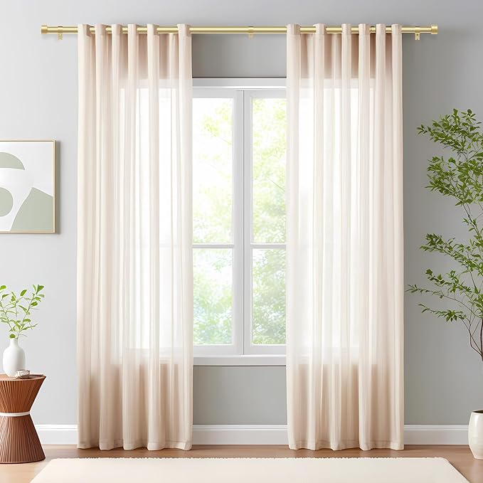 2 Pack Curtain Rods for Windows 66 to 120 Inch(5.5-10ft), 1 Inch Gold Heavy Duty Curtain Rods Set, Adjustable Extra Long Curtain Rod for Patio Bedroom, Outdoor Drapery Rods, Size 32"- 120"