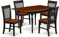 East West Furniture MZNO5-BCH-W 5 Piece Modern Dining Table Set Includes a Rectangle Wooden Table with Dropleaf and 4 Kitchen Dining Chairs, 36x54 Inch, Black & Cherry
