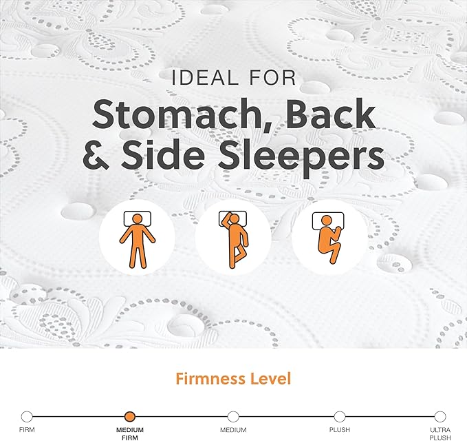 Signature Design by Ashley Queen Size Chime 10 Inch Medium Firm Hybrid Mattress with Cooling Gel Memory Foam for Pressure Relief, Fiberglass Free, Mattress In A Box