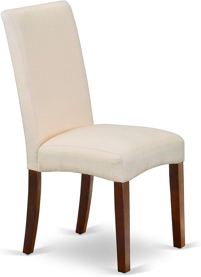 East West Furniture ANDR5-MAH-01 5 Piece Kitchen Table & Chairs Set Includes a Round Dining Room Table with Pedestal and 4 Cream Linen Fabric Parson Dining Chairs, 36x36 Inch, Mahogany