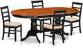 East West Furniture PLPF5-BCH-C 5 Piece Kitchen Table Set for 4 Includes an Oval Dining Room Table with Butterfly Leaf and 4 Linen Fabric Upholstered Chairs, 42x78 Inch, Black & Cherry