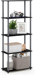 Furinno Turn-N-Tube 5-Tier Multipurpose Shelf / Display Rack / Storage Shelf / Bookshelf, Round Tubes, Black/Grey