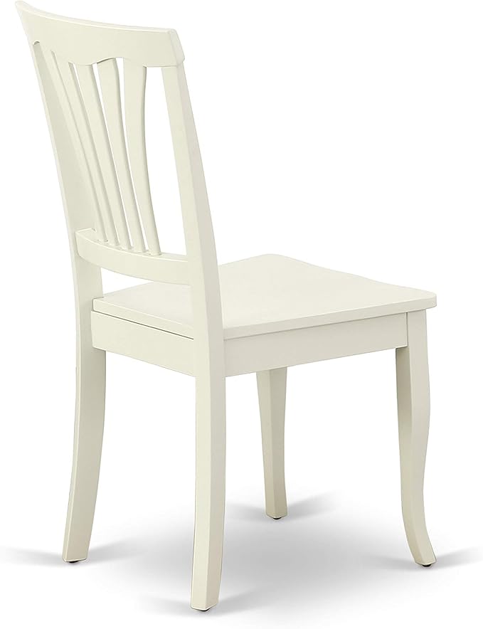 East West Furniture DLAV5-LWH-W 5 Piece Dining Set Includes a Round Dining Room Table with Dropleaf and 4 Wood Seat Chairs, 42x42 Inch, Linen White