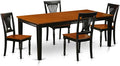 East West Furniture QUPL5-BCH-W 5 Piece Kitchen Table & Chairs Set Includes a Rectangle Dining Table with Butterfly Leaf and 4 Dining Room Chairs, 40x78 Inch, Black & Cherry