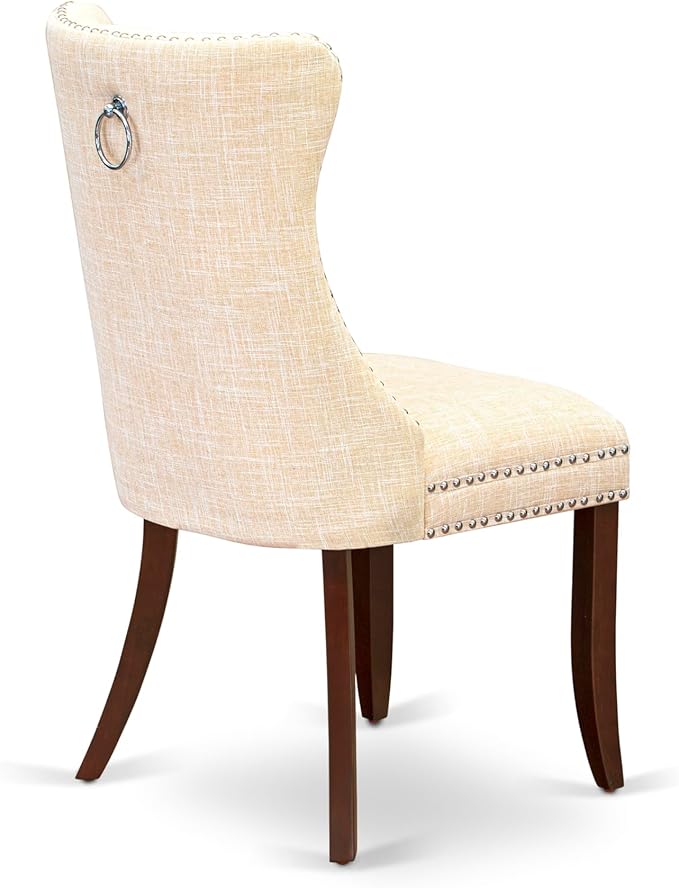 East West Furniture DODA7-MAH-32 7 Piece Dinette Set Includes a Rectangle Dining Table with Butterfly Leaf and 6 Polyester Fabric Upholstered Chairs, 42x78 Inch, Mahogany