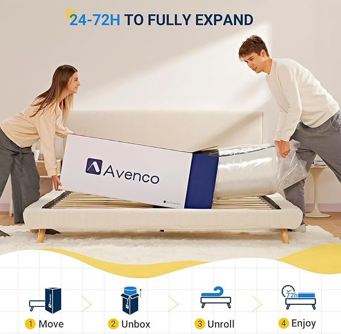 Avenco Queen Size Mattress, 8 Inch Memory Foam Queen Mattress in a Box for Comfort Sleep & Pressure Relief, CertiPUR-US Certified Queen Mattresses Medium Firm