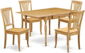 East West Furniture MZAV5-OAK-W 5 Piece Dining Set Includes a Rectangle Dining Room Table with Dropleaf and 4 Wood Seat Chairs, 36x54 Inch, Oak