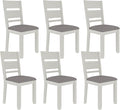 Dining Chairs Set of 6, Solid Wood Farmhouse Chairs with High Cross Back and Upholstered Seat, Easy Assembly for Indoor Home, Dinner, Kitchen, Grey