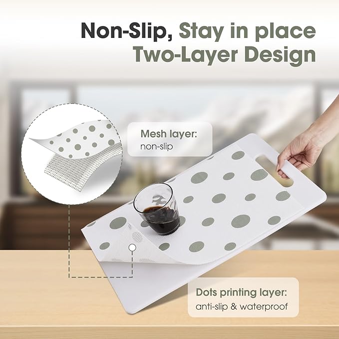 Beautysaid Shelf and Drawer Liner for Kitchen Cabinet, Non Adhesive Non Slip Shelf Paper Waterproof Washable Thickened for Dresser Pantry Shelve Bathroom Protector Liner(Polka Dot,18 in x 10 FT)
