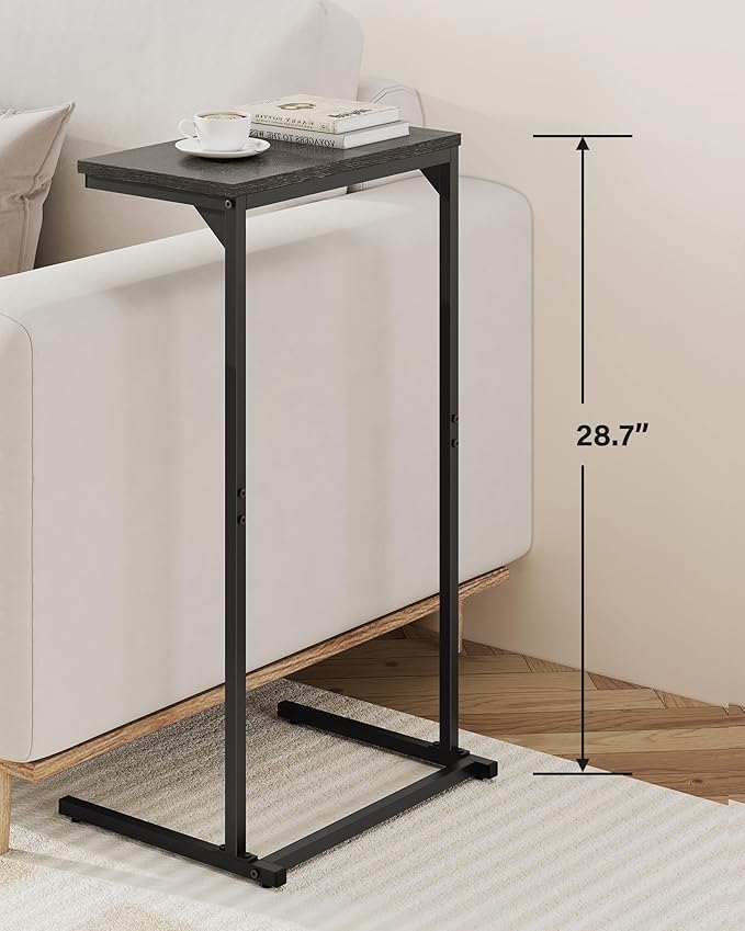TUTOTAK C Shaped End Table, Small Side Table, Set of 2, 28.7 inch Tall Couch Table, Sofa Table, Living Room, Bed Room, Black TB01BK0712