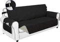 PureFit Reversible Sofa Couch Cover Water Resistant Couch Covers for 3 Cushion, Washable Furniture Cover with Non-Slip Foam and Adjustable Strap for Dogs, Pets (Oversized Sofa, Black/Beige)
