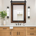YOSHOOT Farmhouse Barn Door Mirror, 40"x30" Rustic Bathroom Mirror, Wood Frame Wall Mirror, Wooden Mirror for Living Room Bedroom Entryway Wall Décor, Vertical Hanging ONLY