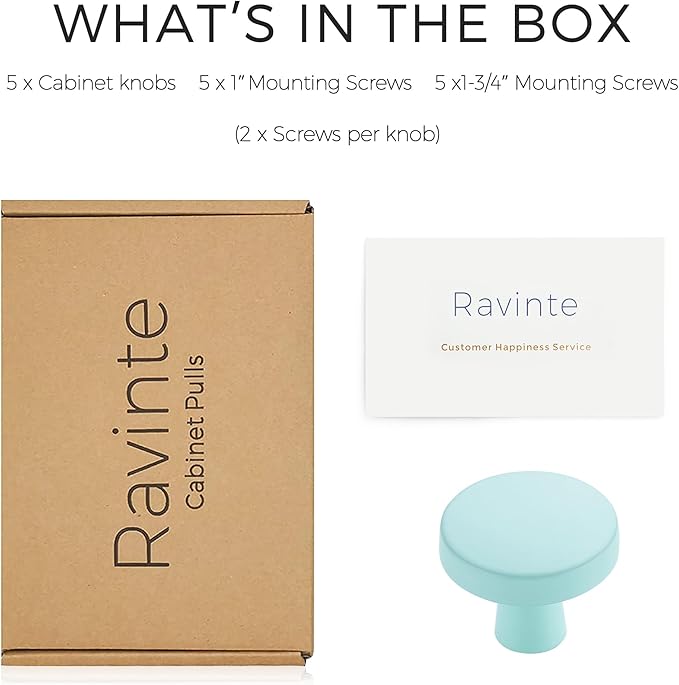 Ravinte 5 Pack Drawer Pulls 1-1/4 Inch Kitchen Cabinet Knobs Solid Round Dresser Drawer Knobs Green Dresser Knobs Drawer Knobs Simple Cabinet Hardware for Cupboard Drawer Pulls