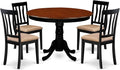East West Furniture HLAN5-BCH-C 5 Piece Kitchen Table Set for 4 Includes a Round Dining Room Table with Pedestal and 4 Linen Fabric Upholstered Dining Chairs, 42x42 Inch, Black & Cherry