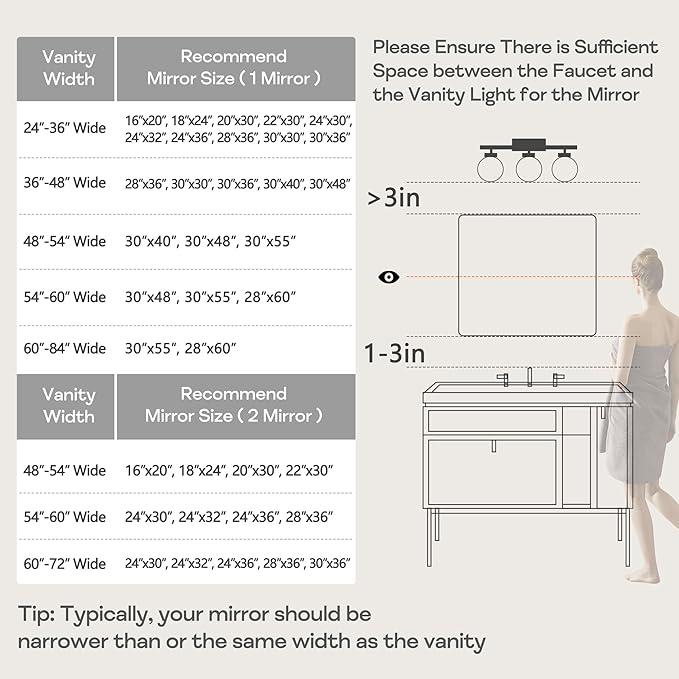 Large Gold Bathroom Mirror, Rounded Corner Rectangular Brushed Gold Frame Vanity Mirror, Wall-Mounted, Anti-Rust, Tempered Glass, Hangs Horizontally or Vertically (30" x 48", Gold)