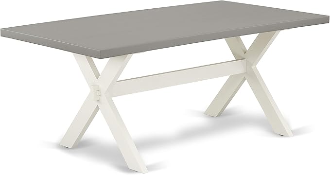 East West Furniture X097LA015-6 6 Piece Kitchen Table Set Contains a Rectangle Dining Table with X-Legs and 4 Baby Blue Linen Fabric Parson Chairs with a Bench, 40x72 Inch, Multi-Color