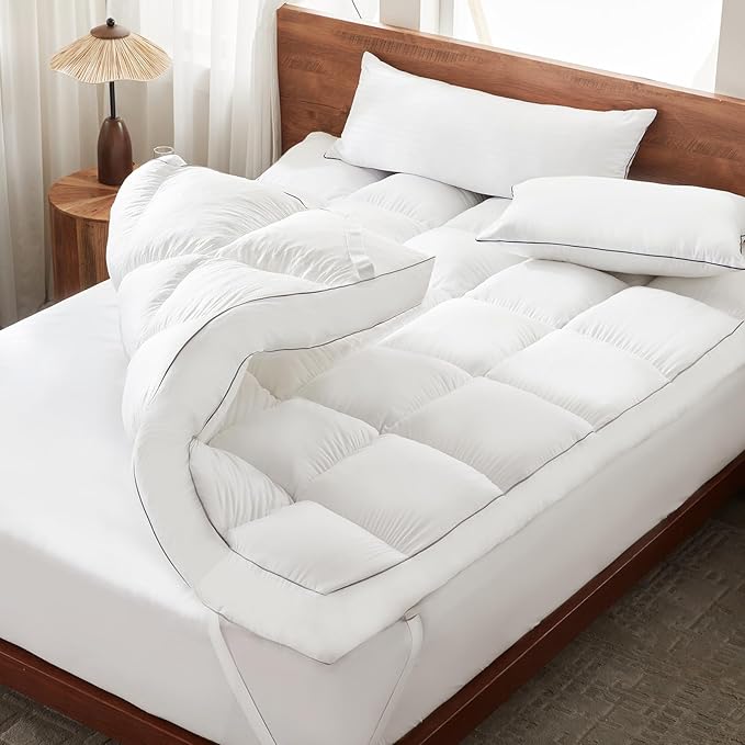 Decroom 5 Inch Memory Foam Mattress Topper Queen Size, Filled with Breathable Memory Foam Pillow Topper, Soft Fluffy Supportive Bed Mattress Pad for Back Pain Relief, 80x60x5 Inch
