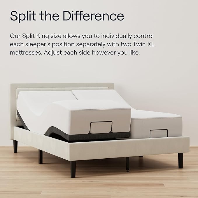 Nectar Split King Adjustable Base & 12” Mattress (New Version) - Head & Foot Incline - Medium Firm Memory Foam - Cooling Top Layer - 3 Massage Settings - 365-Night Mattress Trial & Forever Warranty