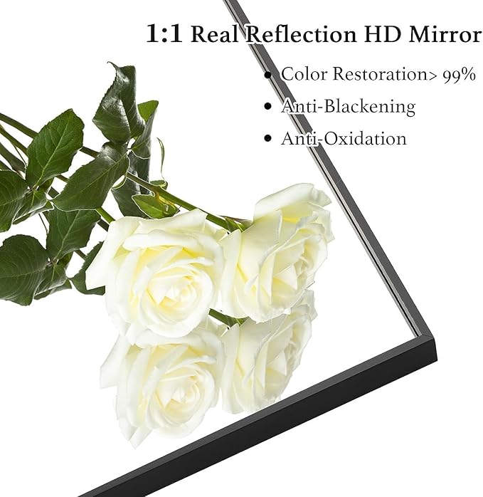 30x36 Inch Black Bathroom Mirror, Copper-Free Mirror, Aluminum Alloy Frame Vanity Rectangle Wall Mounted Modern Mirror for Bedroom/Living Room/Porch Horizontal or Vertical