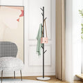 Black Metal Coat Rack, Freestanding with Hooks, Entryway Coat Rack Stand, Coat Racks with Marble Base, Coat Tree for Hanging Clothes, Hats, Bags