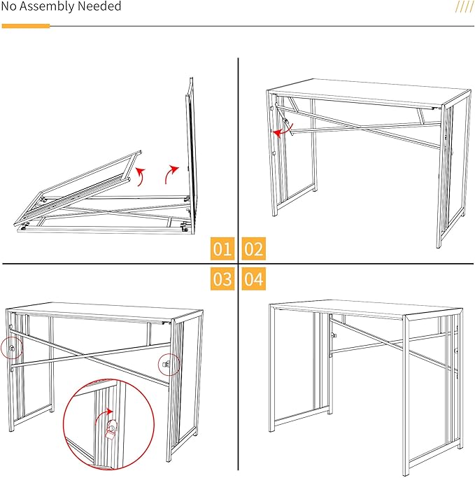 Small Folding Computer Desk 32 inch, Writing Gaming Computer Desk for Small Spaces, No Assembly Required Office Desk, Grey