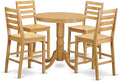 East West Furniture JACF5-OAK-W 5 Piece Counter Height Dining Set Includes a Round Dining Table with Pedestal and 4 Kitchen Chairs, 36x36 Inch, Oak