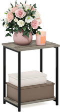 Furinno Simplistic Metal Frame End Table, 1-Pack, French Oak
