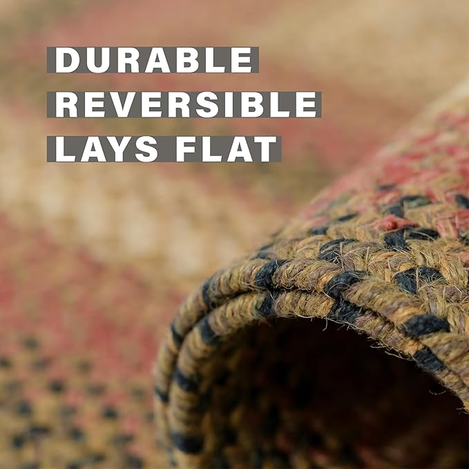 Homespice Russet Multi Color Oval Braided Rug, 8x10' - Handmade with Jute, Warm Country Decor, Perfect for Living Rooms and Bedrooms - Pet Friendly and Easy to Clean