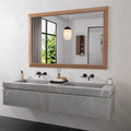 Amorho 50 X36 Inch Bathroom Mirror for Over Sink, Walnut Wood Grain Metal Frame Wall Mirror, Anti-Rust, Hang Horizontally/Vertically, Suitable for Bedroom, Farmhouse, Bathroom, Decorative
