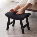 Foot Stool,Ottoman,Bamboo Small Sofa Foot Rest Under Desk,Extra Seating for Living Room, Bedroom and Kitchen (Black Stool Legs - Black Surface)