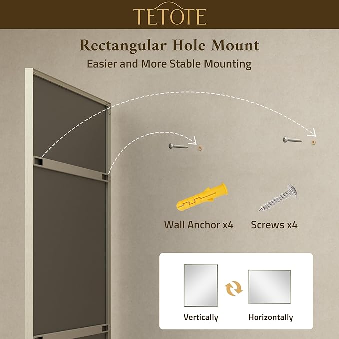 TETOTE Brushed Nickel Vanity Mirror for Bathroom 60" x 30" Beveled Frame Rectangle Bathroom Mirror for Over Sink Brushed Nickel, Tempered Glass, Stronger Frame, Modern Farmhouse Bedroom, Entryway