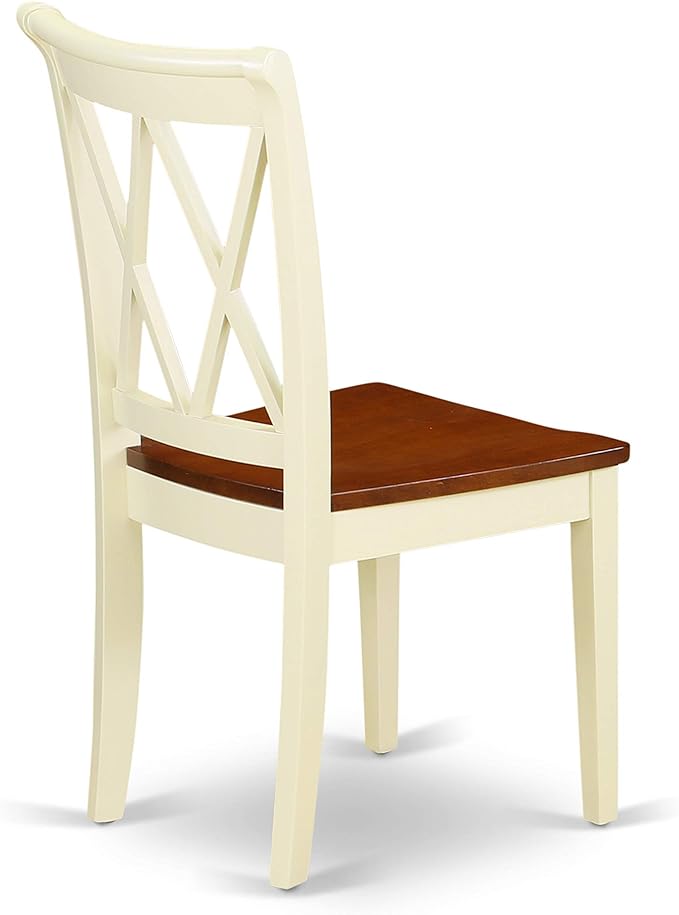 East West Furniture DOCL5-BMK-W 5 Piece Dining Set Includes a Rectangle Dining Room Table with Butterfly Leaf and 4 Wood Seat Chairs, 42x78 Inch, Buttermilk & Cherry