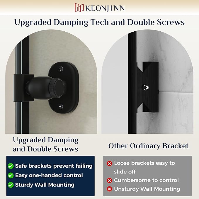 Keonjinn Large Pivot Mirror Bathroom, 40 x 30 Inch Beveled Tilt Mirror Bathroom, Black Metal Framed Mirrors with Rounded Corner, Farmhouse Rectangle Vanity Mirrors for Wall (Horizontal/Vertical)