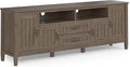 SIMPLIHOME Lev SOLID WOOD 72 Inch Wide Contemporary TV Media Stand in Smoky Brown for TVs up to 80 Inches, For the Living Room and Entertainment Center