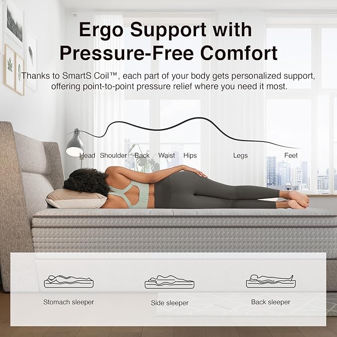 Novilla King Size Mattress, 10 Inch King Mattresses in a Box with Smarts™ Pocket Coil for Pressure Relief, Medium Firm Foam and Spring Hybrid Colchones with CertiPUR-US Certified