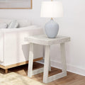 Plank+Beam Classic Square Side Table, Slim Side Table for Living Room, Narrow Nightstand for Small Spaces, Wood End Table for Bedroom, White Sand Wirebrush