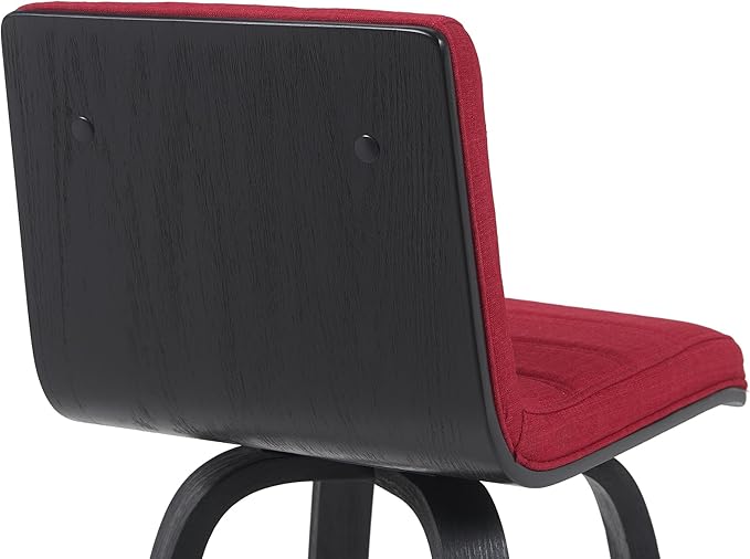 Armen Living Vienna Modern Swivel 26" Counter Height Barstool with Red Fabric Upholstered Seat and Black Wood Finish