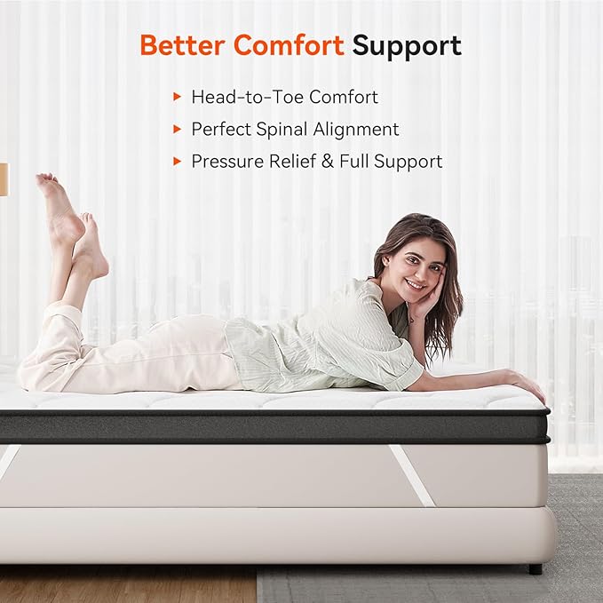 ELEMUSE 3 Inch Full Memory Foam Mattress Topper, High Density Gel Foam Bed Toppers with Cooling Pillowtop for Back Pain Relief, Medium Firm Mattress Pad for Comfort Body Support