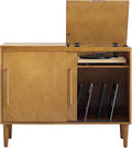 Crosley Furniture Everett Media Console and Record Player Stand with Storage for Vinyl Records, Acorn